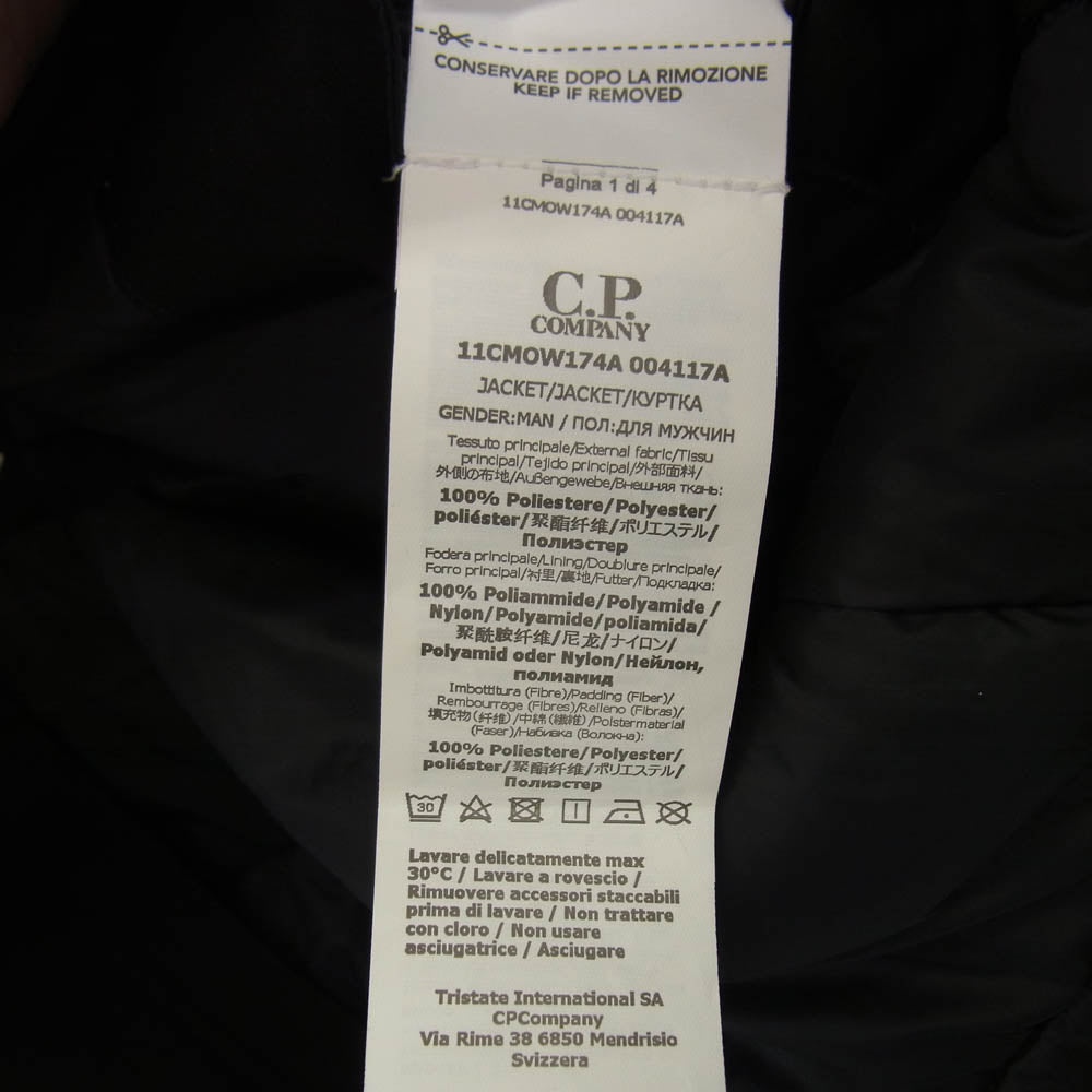 C.P.Company シーピーカンパニー 11CMOW174A 袖ゴーグル 中綿 ジャケット ブルゾン ブラック系 46【中古】