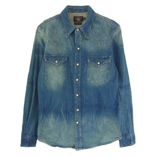RRL ダブルアールエル デニム ウェスタン 長袖シャツ ポケット刺繍 インディゴ インディゴブルー系 S【中古】