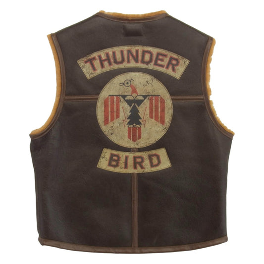 TOY'S McCOY トイズマッコイ ROUGH WEAR TYPE C-3 VEST TOYS McCOY MFG.CO. 8TH AF EAGLE 77SQD ミリタリー フライト ムートン ベスト シリアルNOあり M ブラウン系 M【美品】【中古】