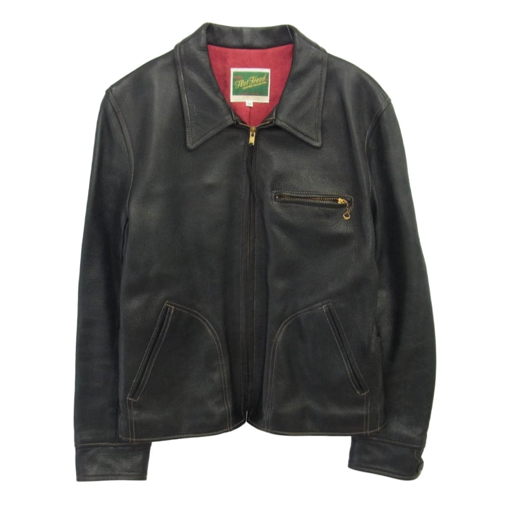THE FLAT HEAD ザフラットヘッド ディアスキン ジップアップ シングル ライダース ジャケット 鹿革 ブラック系 38 ブラック系 38【中古】