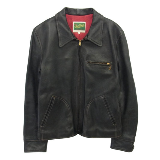 THE FLAT HEAD ザフラットヘッド ディアスキン ジップアップ シングル ライダース ジャケット 鹿革 ブラック系 38 ブラック系 38【中古】