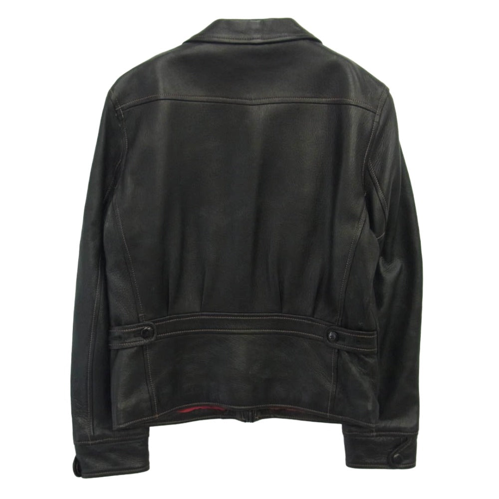 THE FLAT HEAD ザフラットヘッド ディアスキン ジップアップ シングル ライダース ジャケット 鹿革 ブラック系 38 ブラック系 38【中古】