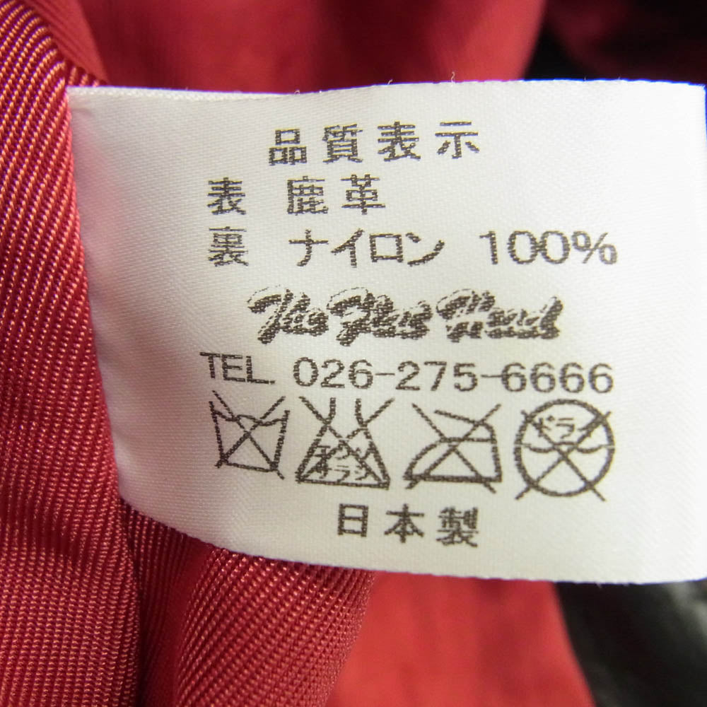 THE FLAT HEAD ザフラットヘッド ディアスキン ジップアップ シングル ライダース ジャケット 鹿革 ブラック系 38 ブラック系 38【中古】