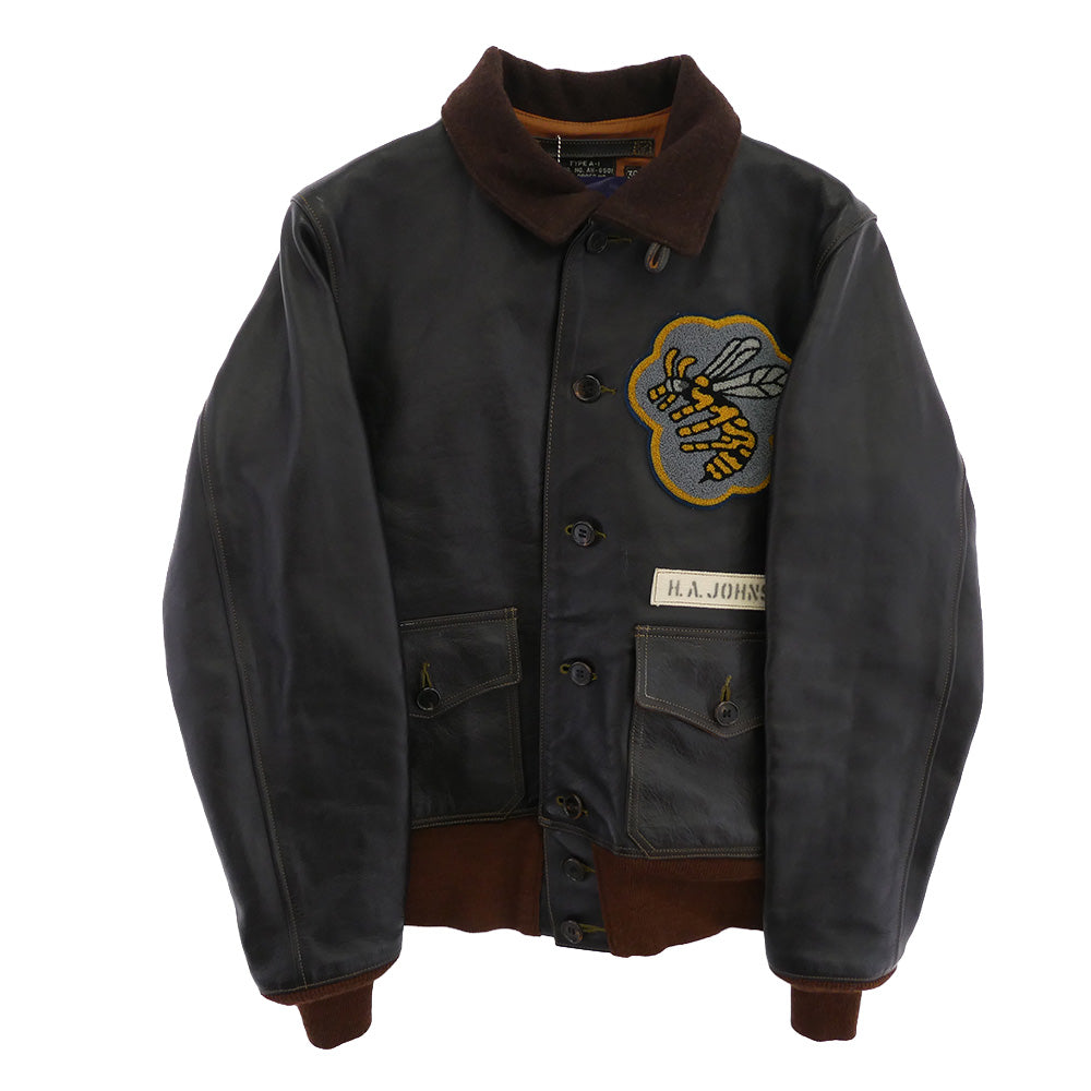 TOY'S McCOY トイズマッコイ TMJ0006 TYPE A-1 43rd PURSUTT SQUADRON パースーツ スコードロン ミリタリー レザー フライト ジャケット シリアルNOあり 36 ダークブラウン系 ブラウン系 36【美品】【中古】