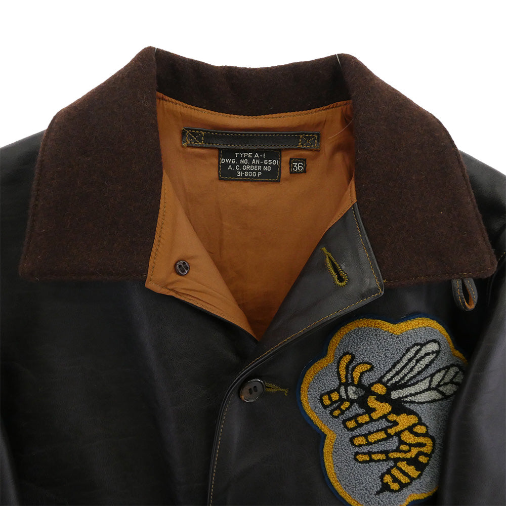 TOY'S McCOY トイズマッコイ TMJ0006 TYPE A-1 43rd PURSUTT SQUADRON パースーツ スコードロン ミリタリー レザー フライト ジャケット シリアルNOあり 36 ダークブラウン系 ブラウン系 36【美品】【中古】