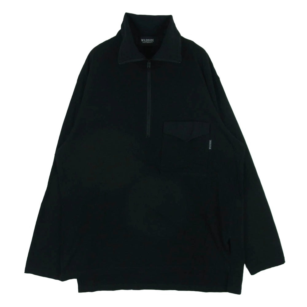 ワイルドサイド ヨウジヤマモト WE-T10-002 プルオーバー ハーフジップ ロングスリーブ 長袖 Tシャツ ブラック系 1【中古】