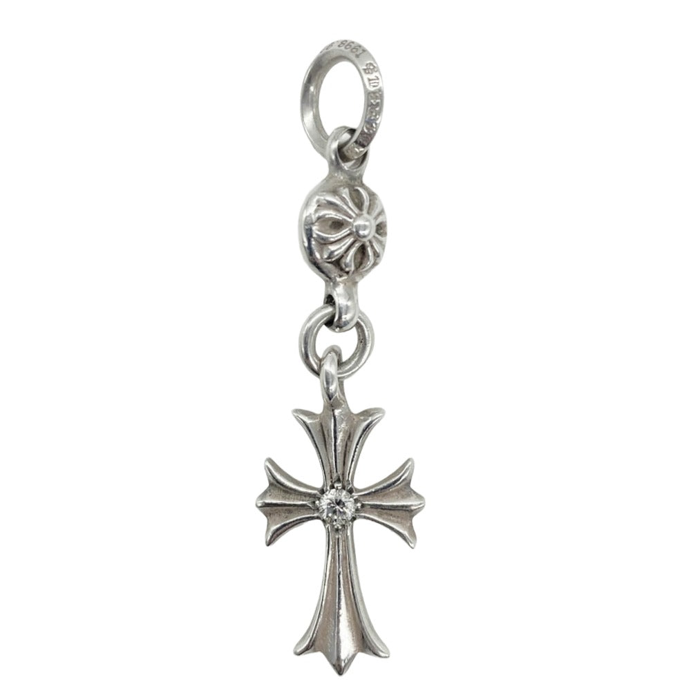 CHROME HEARTS クロムハーツ（原本無） 1B TNY CH CRS 1DIA 1ボール タイニー CHクロス アフター 1ダイヤ チャーム ペンダント トップ シルバー系【中古】