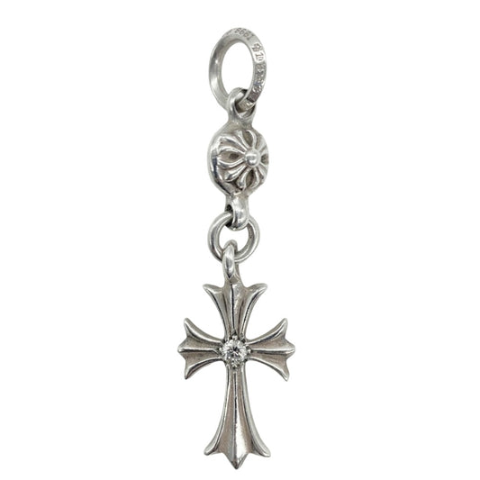 CHROME HEARTS クロムハーツ（原本無） 1B TNY CH CRS 1DIA 1ボール タイニー CHクロス アフター 1ダイヤ チャーム ペンダント トップ シルバー系【中古】