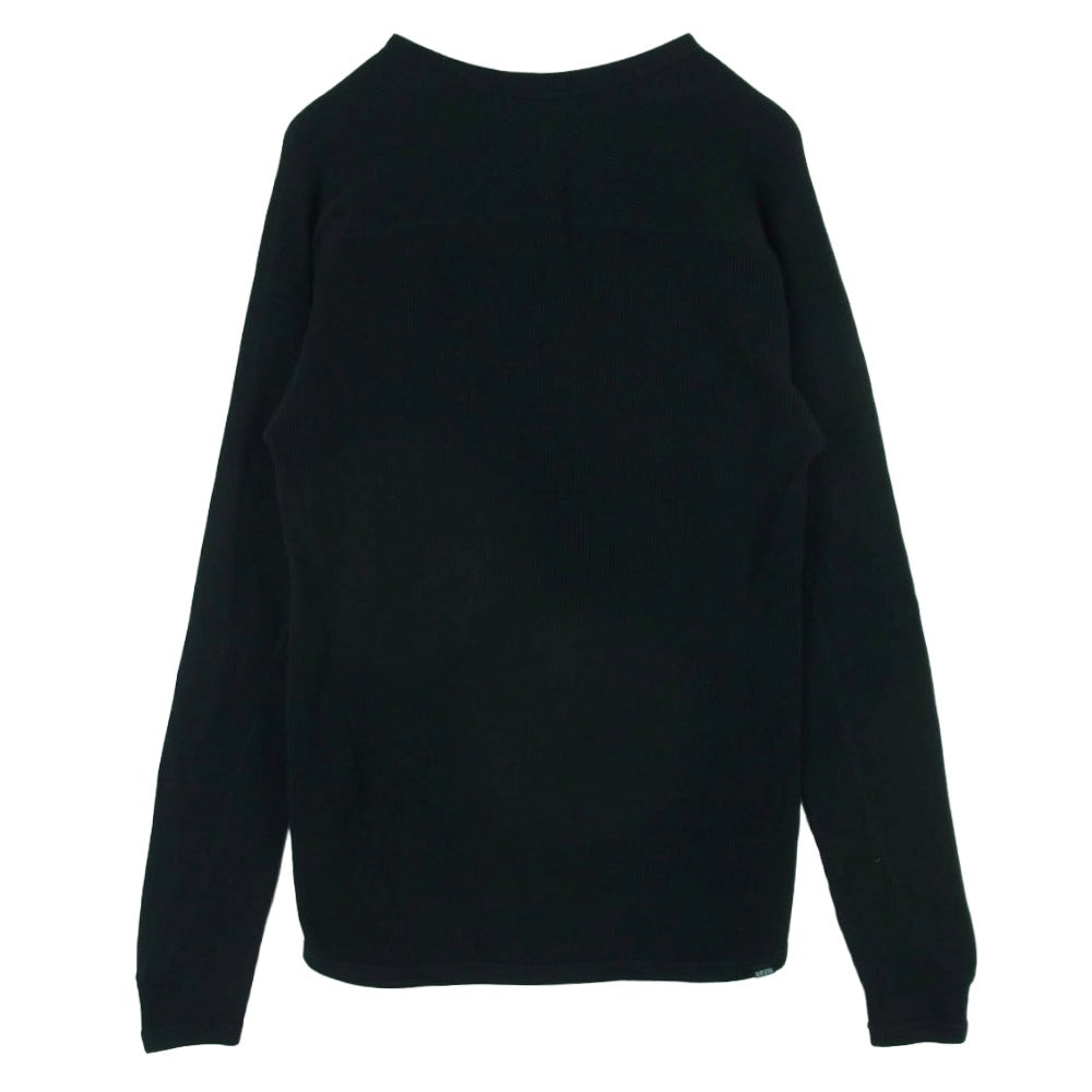 HYSTERIC GLAMOUR ヒステリックグラマー 25AW 02253CL16 NUMBER 76 ワッフル サーマル ロングスリーブ 長袖 カットソー Tシャツ ブラック系 L【中古】