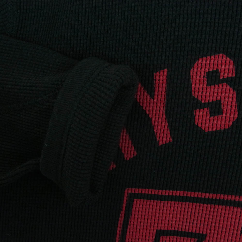 HYSTERIC GLAMOUR ヒステリックグラマー 25AW 02253CL16 NUMBER 76 ワッフル サーマル ロングスリーブ 長袖 カットソー Tシャツ ブラック系 L【中古】