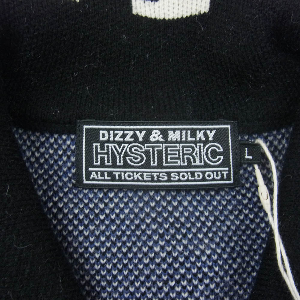 HYSTERIC GLAMOUR ヒステリックグラマー 02253NJ02 SOUND AND VISION ジャカード ジップアップ ニット ジャケット ブルゾン ネイビー系 L【新古品】【未使用】【中古】