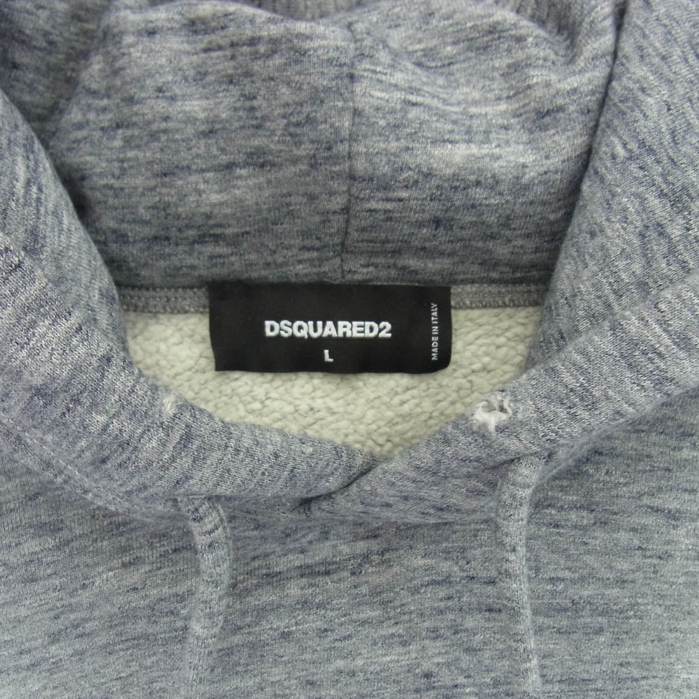 DSQUARED2 ディースクエアード 21AW s71gu0487 ダメージ加工 パッチワーク フーディー パーカー グレー系 マルチカラー系 L【中古】