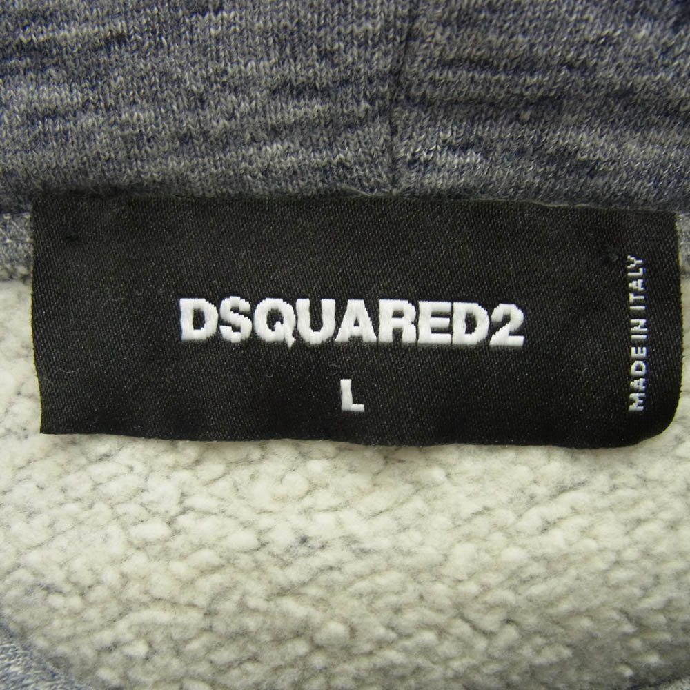 DSQUARED2 ディースクエアード 21AW s71gu0487 ダメージ加工 パッチワーク フーディー パーカー グレー系 マルチカラー系 L【中古】
