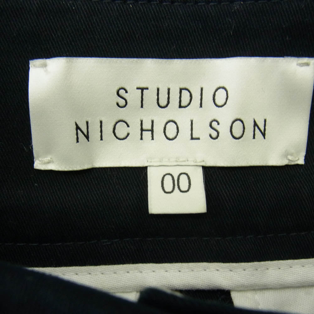 スタジオニコルソン 1タック ベルテッド モールスキン クロップド パンツ ダークネイビー系 00【中古】