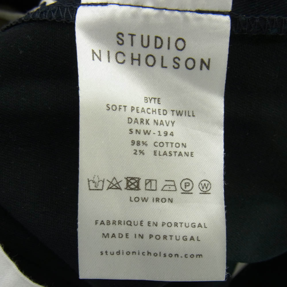 スタジオニコルソン 1タック ベルテッド モールスキン クロップド パンツ ダークネイビー系 00【中古】