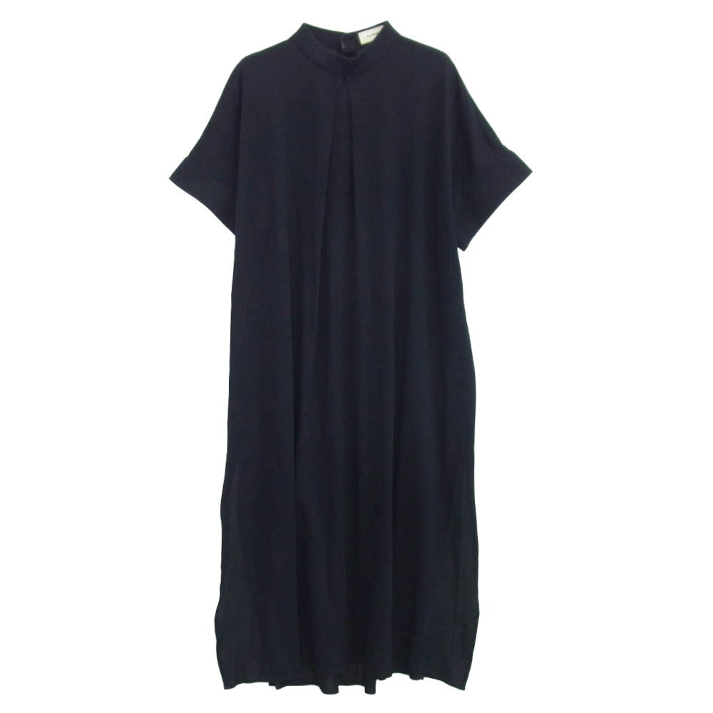 THE RERACS ザリラクス バックボタン スタンドカラー 半袖 ワンピース ブラック系 36【中古】