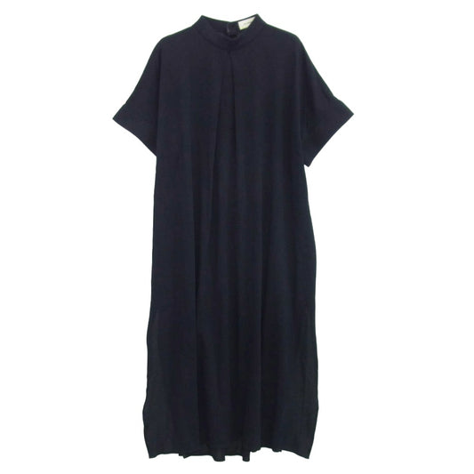 THE RERACS ザリラクス バックボタン スタンドカラー 半袖 ワンピース ブラック系 36【中古】