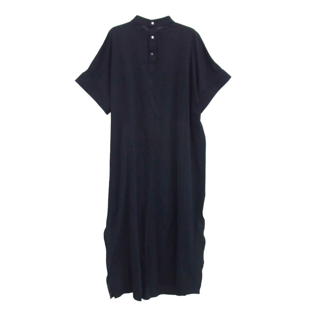 THE RERACS ザリラクス バックボタン スタンドカラー 半袖 ワンピース ブラック系 36【中古】