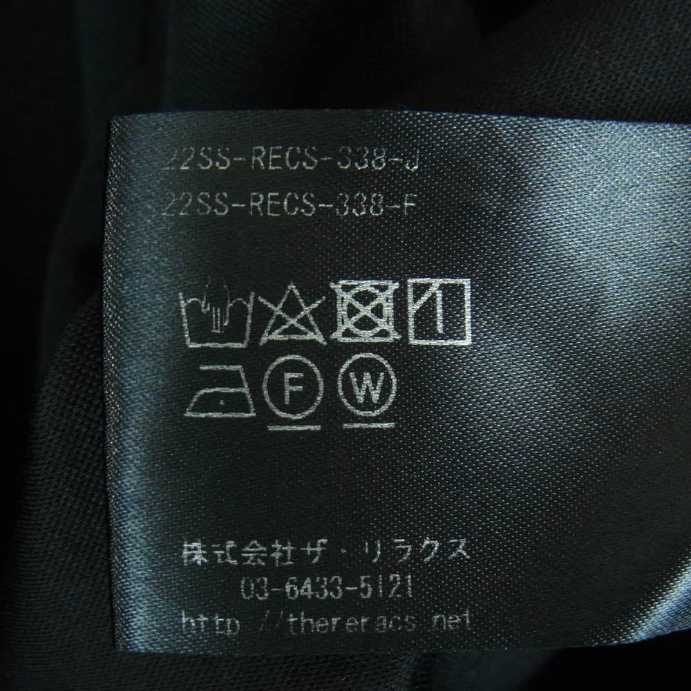 THE RERACS ザリラクス 22SS 22SS-RECS-338-J SUPER OVER SIZE T-SHIRT スーパー オーバーサイズ 半袖 Tシャツ ブラック系 F【中古】