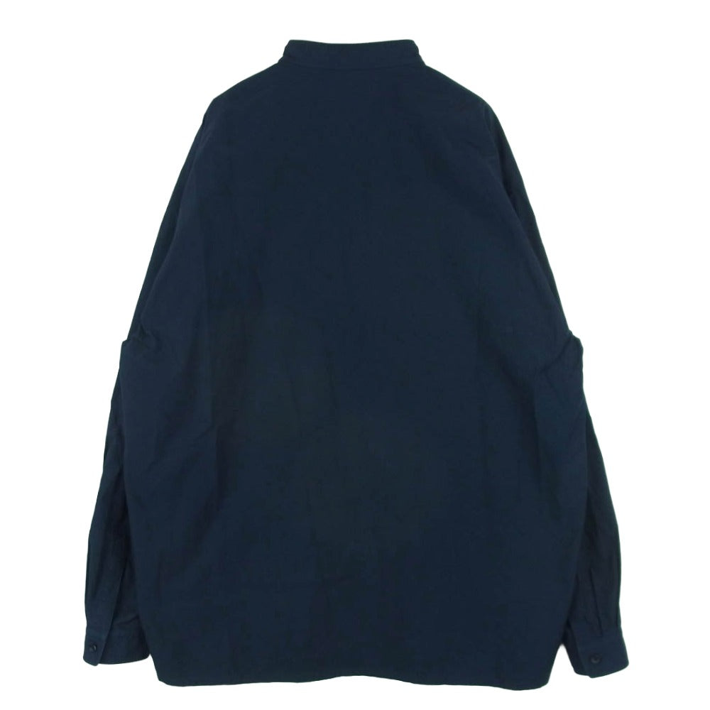 THE RERACS ザリラクス 22SS 22SS-REBL-292-J THE PLACKET SHIRT スタンドカラー 長袖 シャツ ネイビー系 48【中古】