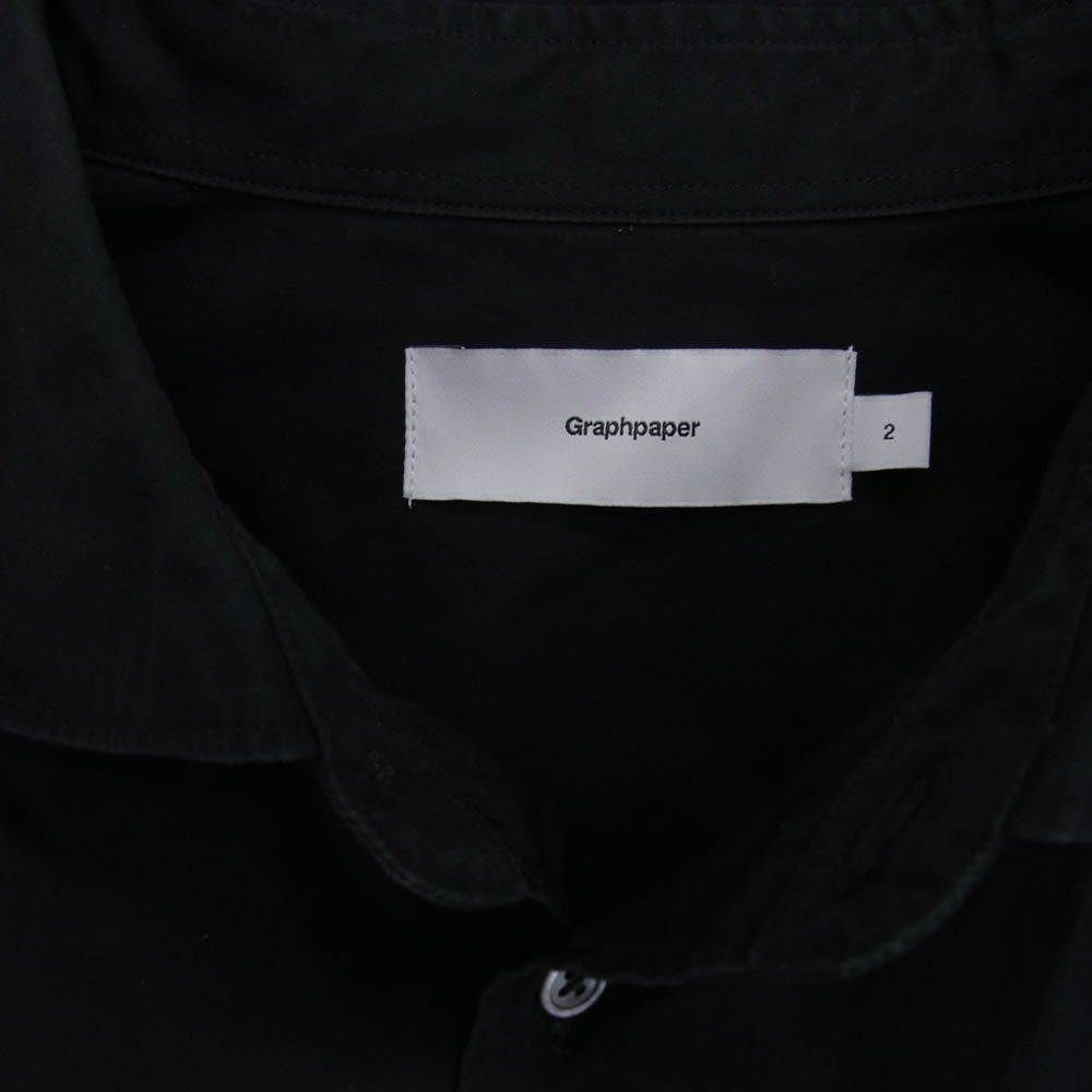 GRAPHPAPER グラフペーパー 24SS GM241-50032B High Count Wide Spread Collar Shirt ハイカウント ワイドスプレッドカラー 長袖 シャツ ブラック系 2【中古】