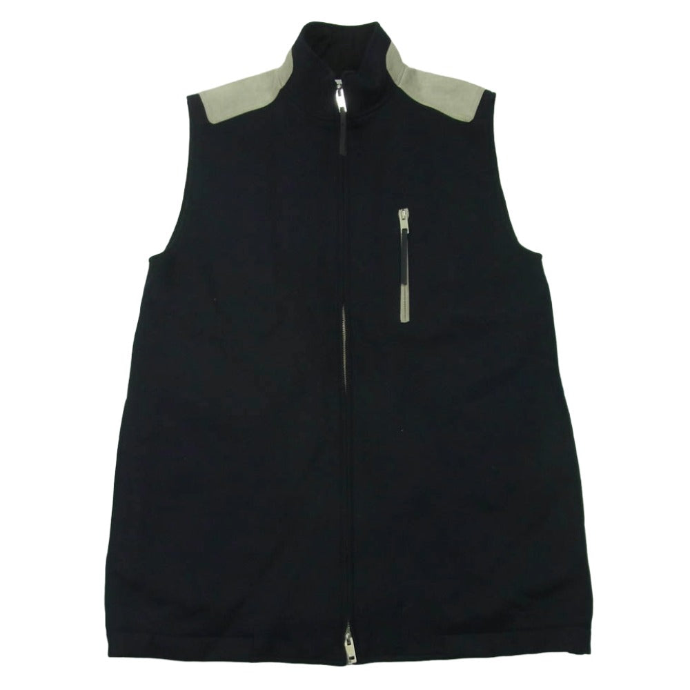 THE RERACS ザリラクス 23AW 23FW-REBL-384L-K エルボーレザーパッチ 裏地キルティング ウール ジレ ベスト ダークネイビー系 F【中古】