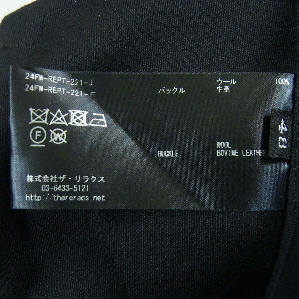 THE RERACS ザリラクス 24AW 24FW-REPT-221-J THE SLACKS NO TUCK STRAIGHT ノータック ストレート スラックス パンツ ブラック系 48【中古】