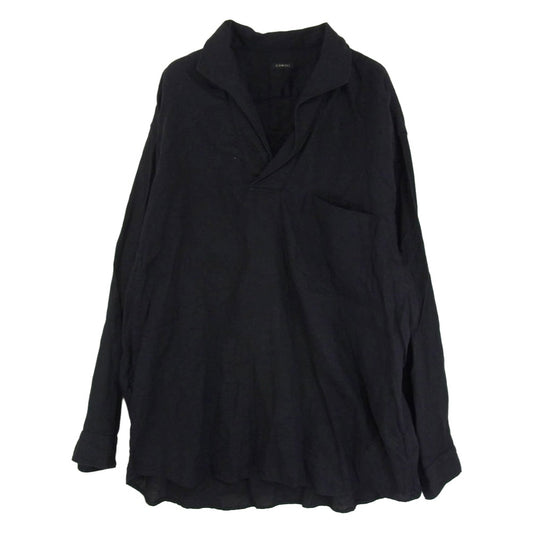 COMOLI コモリ 23SS X01-02023 リネンツイル スキッパーシャツ 長袖シャツ ダークネイビー系 3【中古】