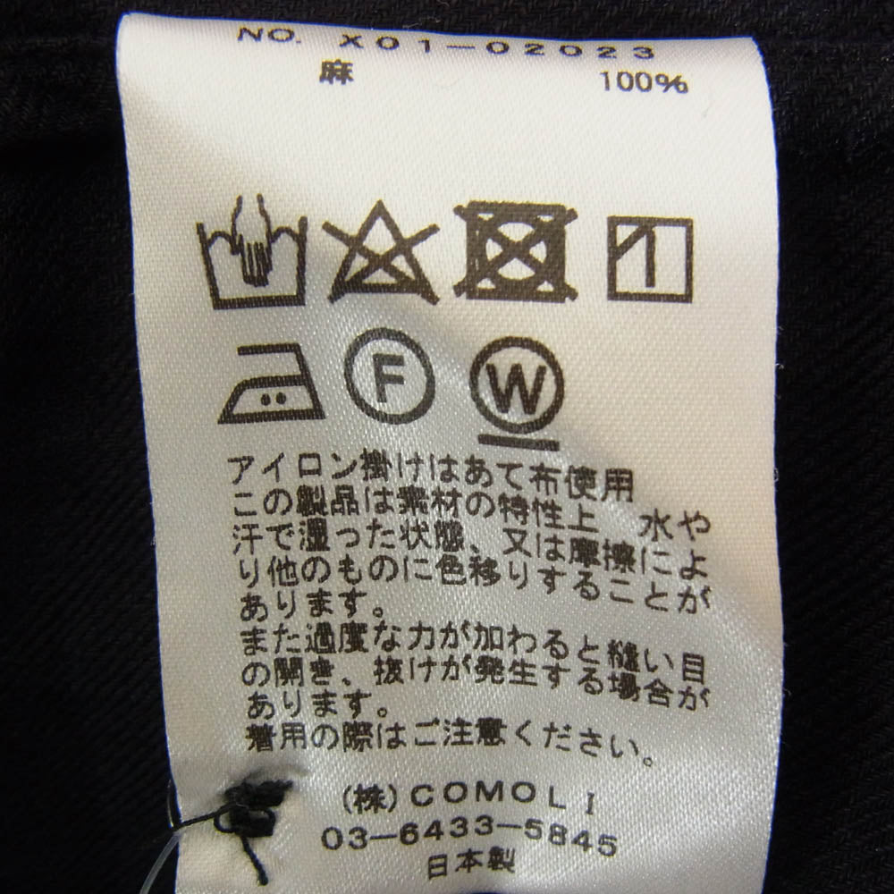 COMOLI コモリ 23SS X01-02023 リネンツイル スキッパーシャツ 長袖シャツ ダークネイビー系 3【中古】