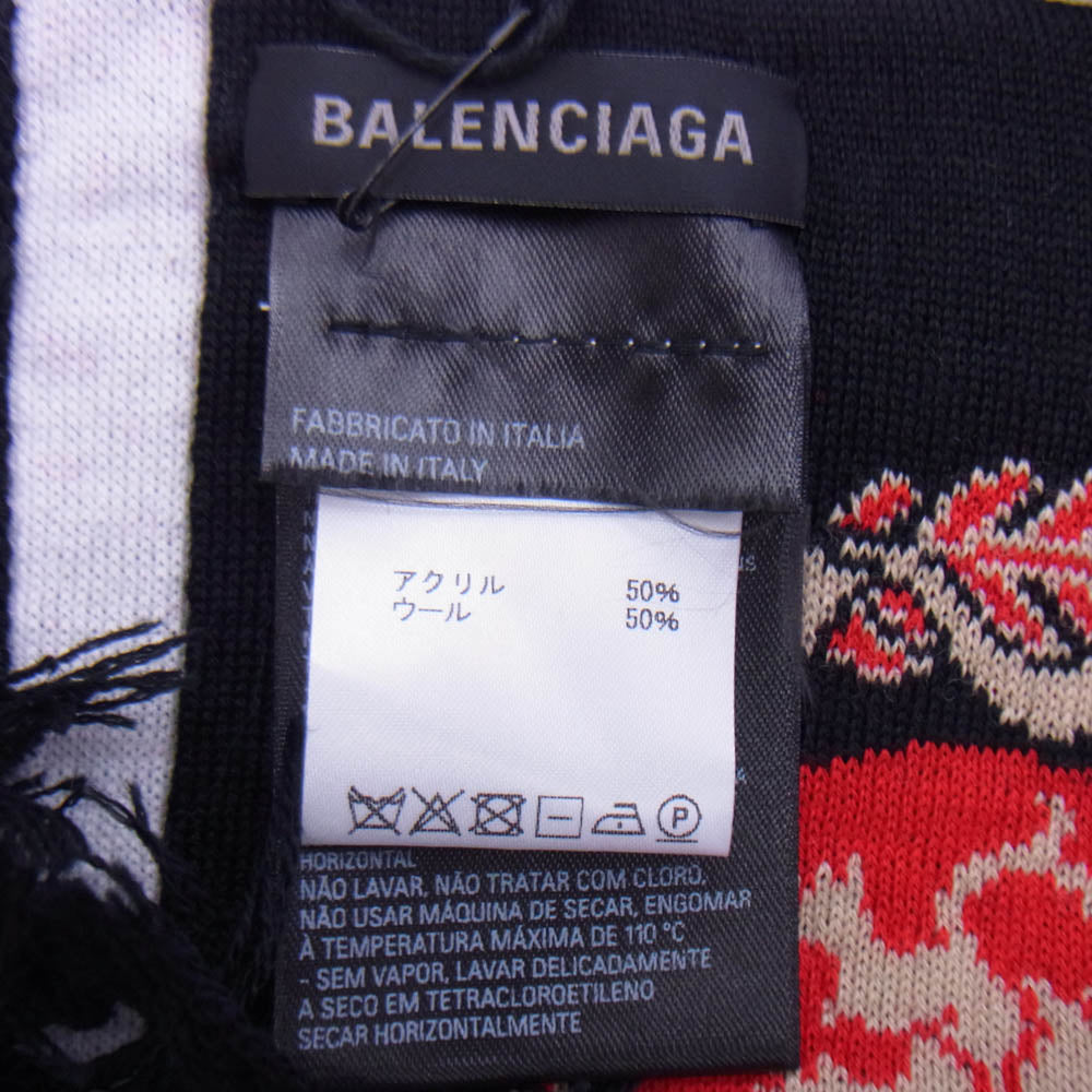 BALENCIAGA バレンシアガ 778778 484B0 Soccer Scarf サッカー マフラー ストール スカーフ ブラック系【新古品】【未使用】【中古】