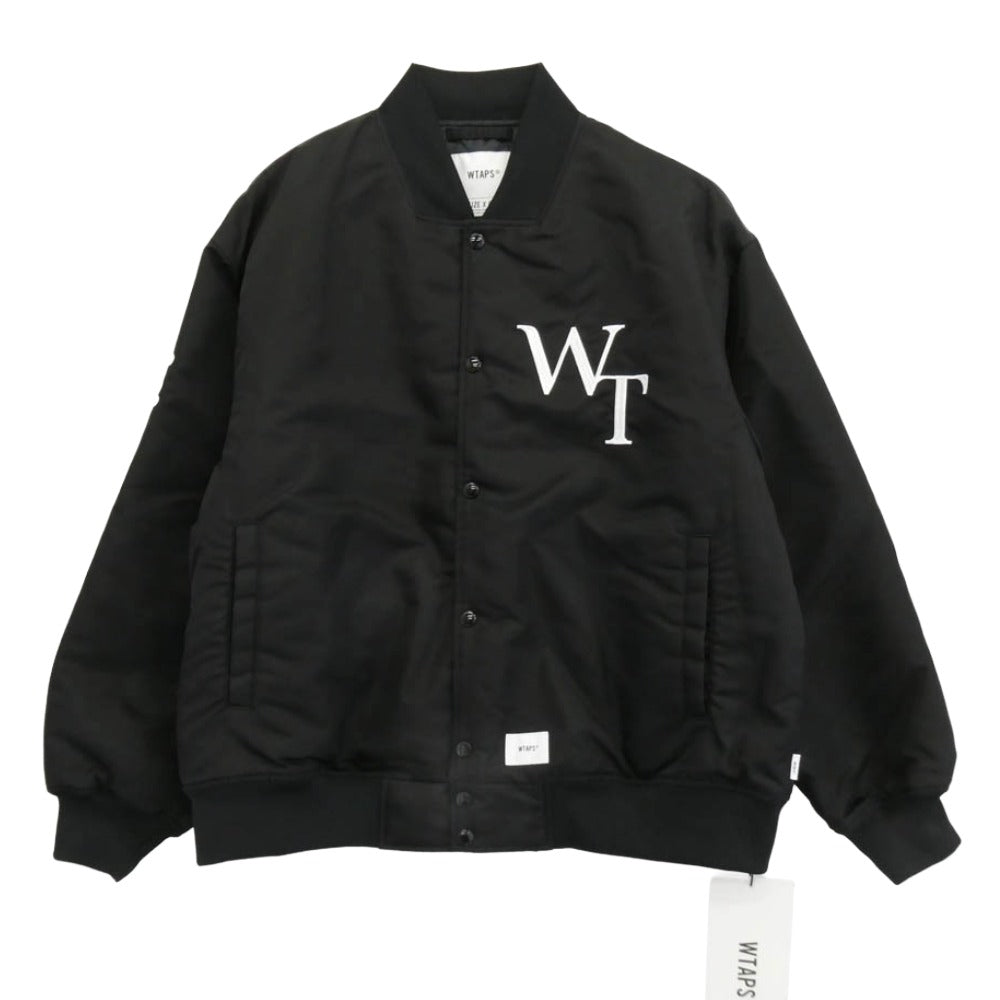 WTAPS ダブルタップス 23AW 232TQDT-JKM05 NYLON TWILL LEAGUE TEAM JACKET ナイロン ツィル リーグ チーム ジャケット ブラック系 X03【新古品】【未使用】【中古】