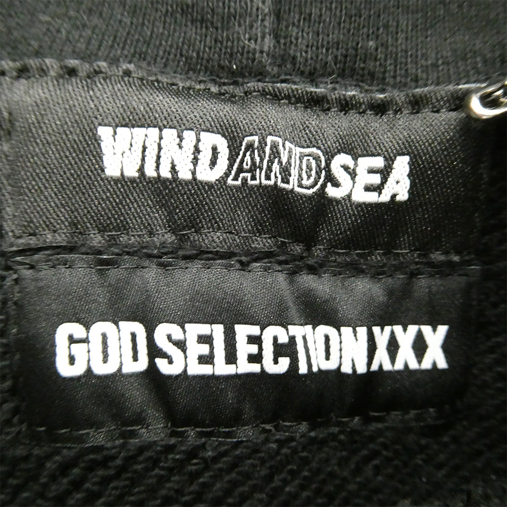 WIND AND SEA ウィンダンシー WDS-XXX-SP-07 × GOD SELECTION XXX ゴッドセレクショントリプルエックス ロゴ刺繍 パーカー フーディー ブラック系 M【中古】