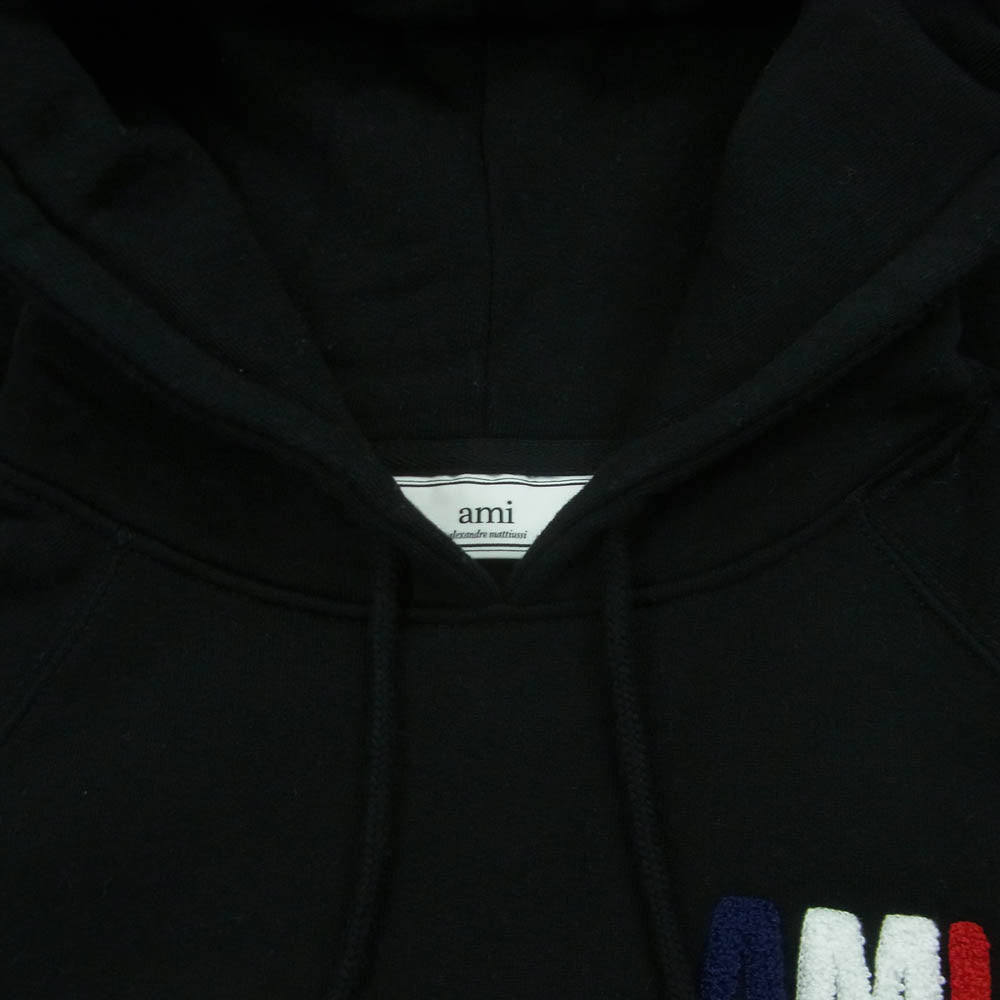 AMI PARIS アミパリス H15J003.74 Alexandre Mattiussi ロゴアップリケ フーディー パーカー ブラック系 XS【中古】