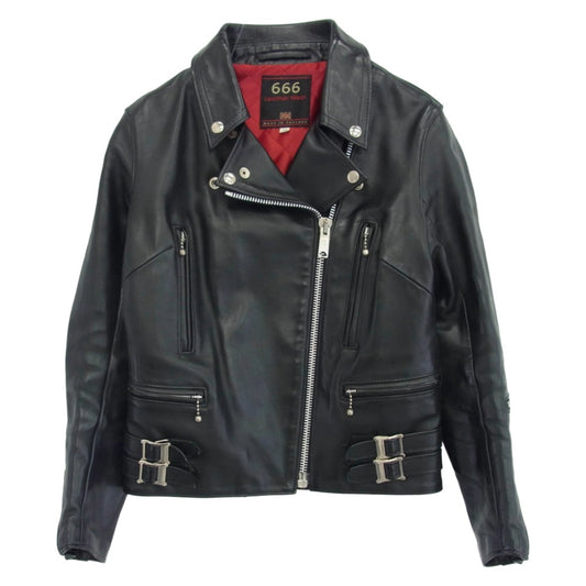 トリプルシックス 英国製 レディース サイドベルト ライダースジャケット ブラック系 34【中古】