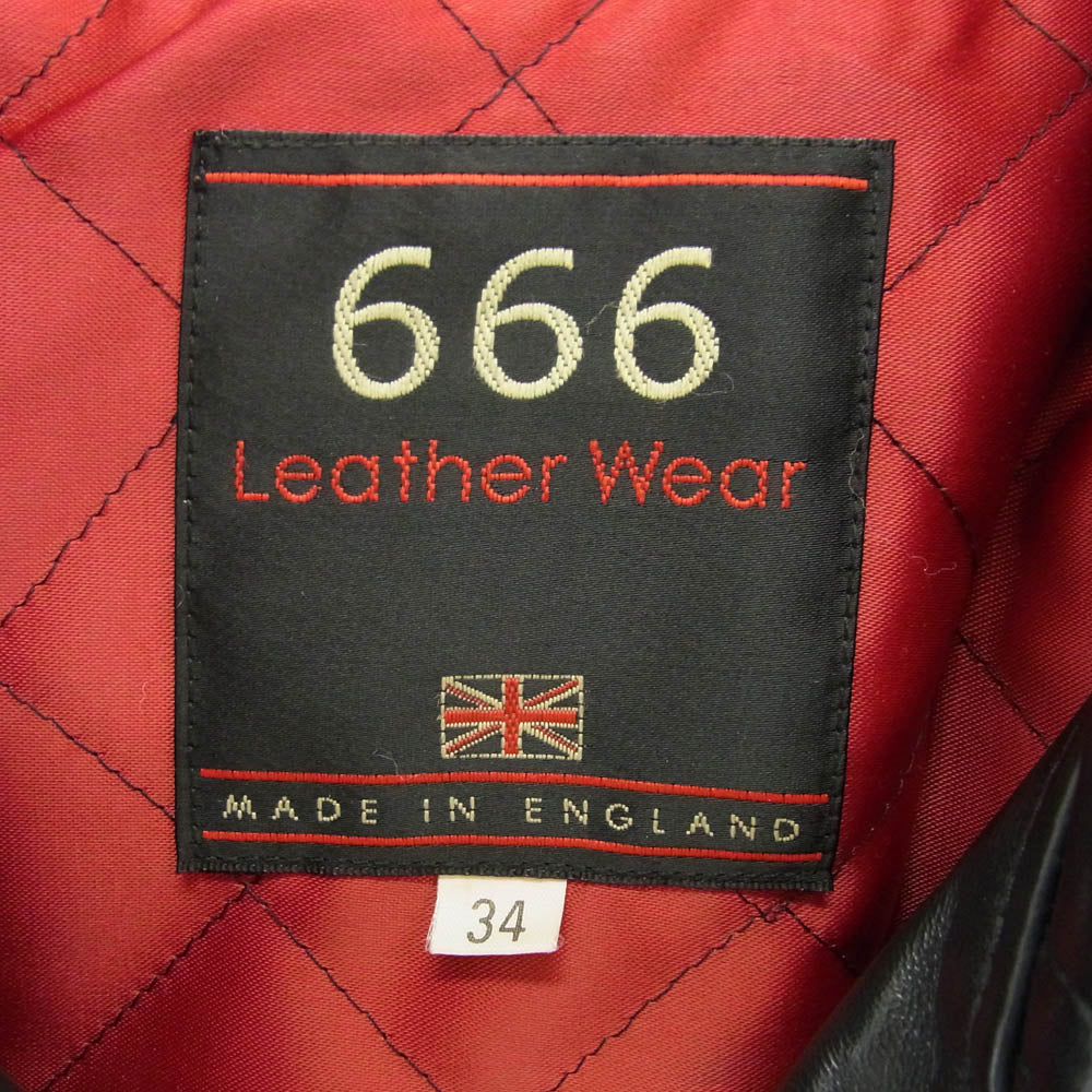 トリプルシックス 英国製 レディース サイドベルト ライダースジャケット ブラック系 34【中古】