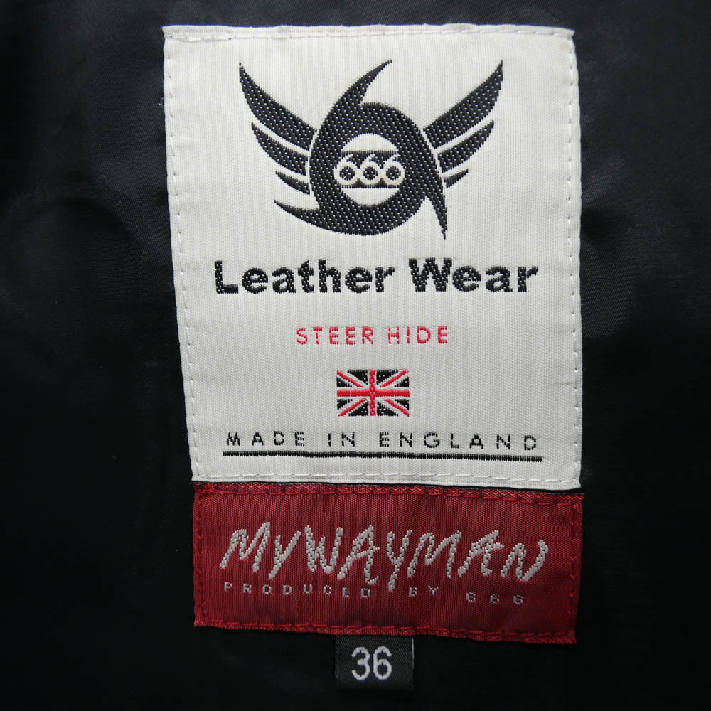 トリプルシックス 英国製 MY WAY MAN マイウェイマン シングル ライダース ジャケット ブラック系 36【中古】