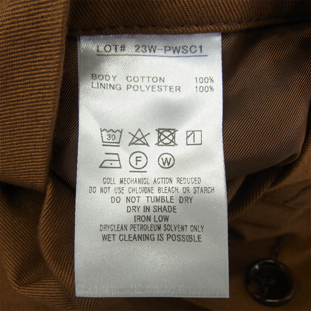 Pherrow's フェローズ 23W-PWSC1 ミリタリークロス サックコート テーラードジャケット ブラウン系 XL【中古】