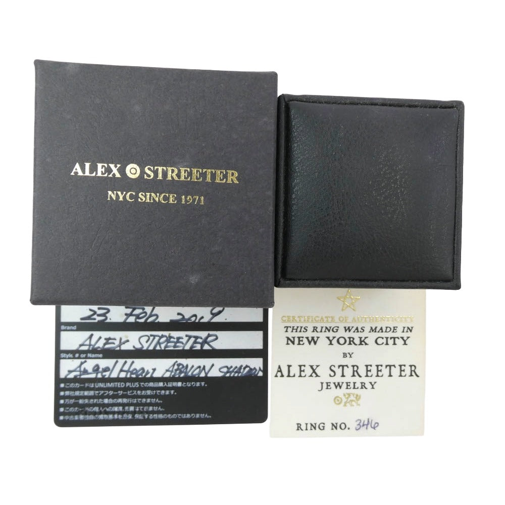 ALEX STREETER アレックスストリーター 2018 LIMITED ABALON SHELL ANGEL HEART RING HIGHDOME SHADOW STAR INSIDE 18K GOLD アバロンシェル エンジェルハート リング シルバー系 クリア系 13号【中古】