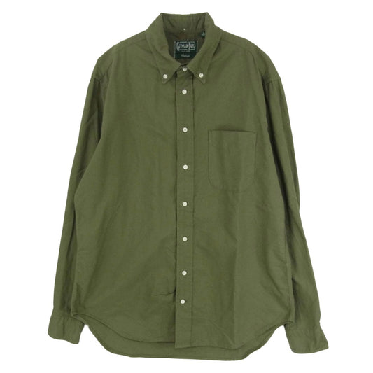 ギットマンブラザーズ USA製 ボタンダウン 長袖 コットン シャツ グリーン系 L【中古】