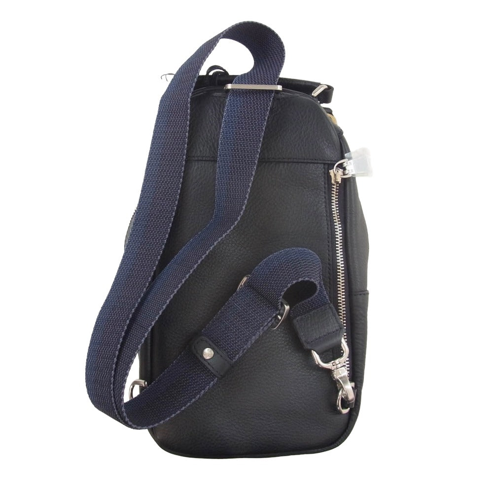 aniary アニアリ 07-07001 Shrink Leather シュリンクレザー 2WAY ボディバッグ ネイビー系【新古品】【未使用】【中古】