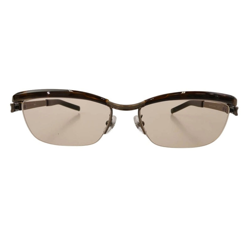 フォーナインズ 8033 メガネフレーム M-24 日本製 ブロウ ディープブラウンデミ/アンティークゴールドダブルブリッジ TYPE-A ミックス コンビ サーモントブロー メガネ ブラウン系 56□17　140【中古】