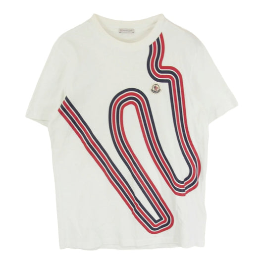 MONCLER モンクレール H10918C00007 8390T SS T-SHIRT ロゴワッペン 半袖Tシャツ ホワイト系 レッド系 ネイビー系 S【中古】