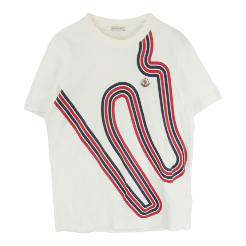 MONCLER モンクレール H10918C00007 8390T SS T-SHIRT ロゴワッペン 半袖Tシャツ ホワイト系 レッド系 ネイビー系 S【中古】