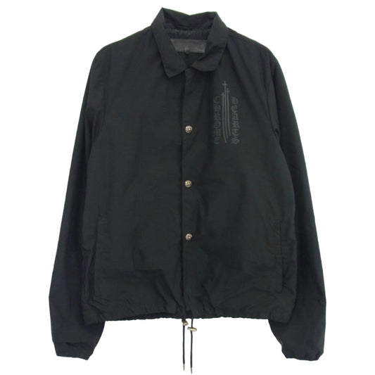 CHROME HEARTS クロムハーツ（原本無） RIGGINS FBRC 英字プリント クロスボールボタン ナイロン コーチジャケット ブラック系 L【中古】