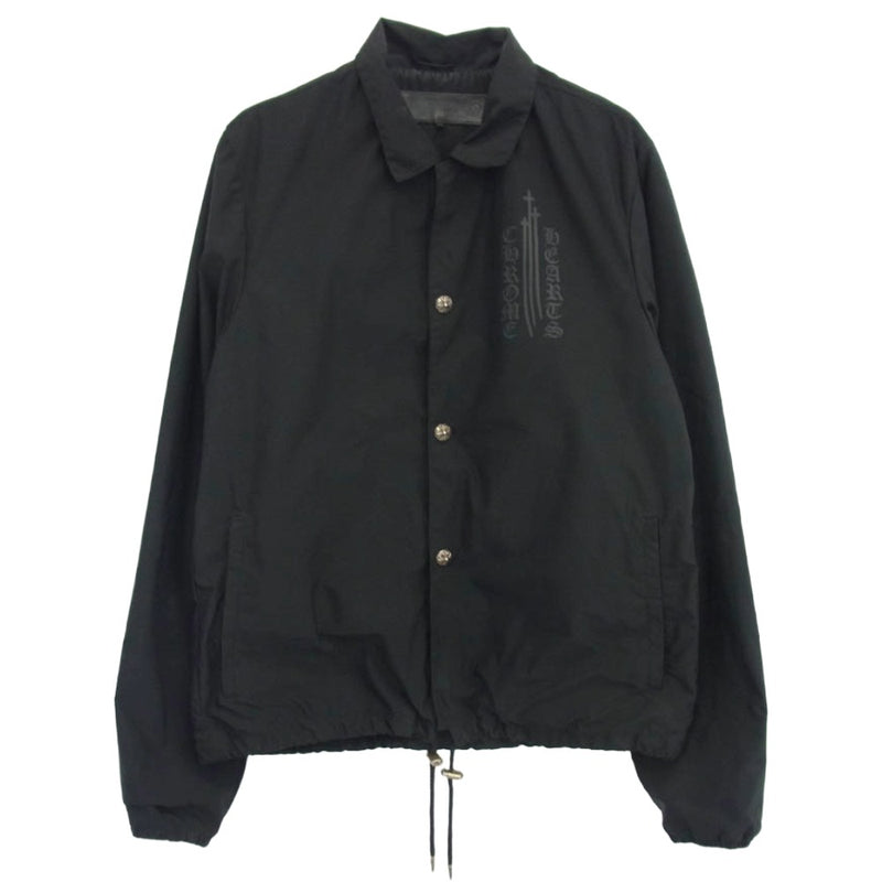 CHROME HEARTS クロムハーツ（原本無） RIGGINS FBRC 英字プリント クロスボールボタン ナイロン コーチジャケット ブラック系 L【中古】