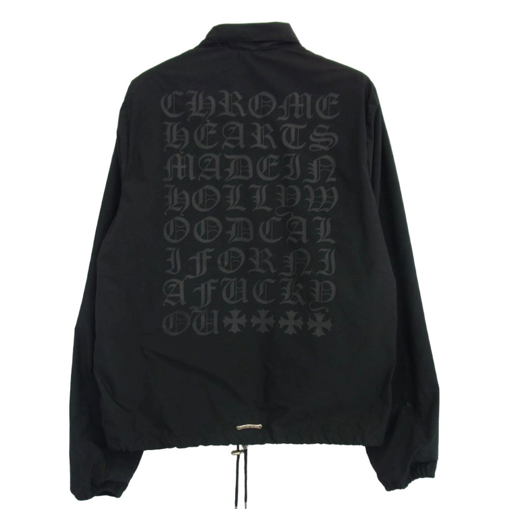 CHROME HEARTS クロムハーツ（原本無） RIGGINS FBRC 英字プリント クロスボールボタン ナイロン コーチジャケット ブラック系 L【中古】