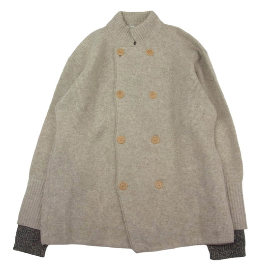 Emporio Armani エンポリオ・アルマーニ 38115120 ダブルブレスト ウール ニット ハイネック カーディガン ベージュ系 32【中古】