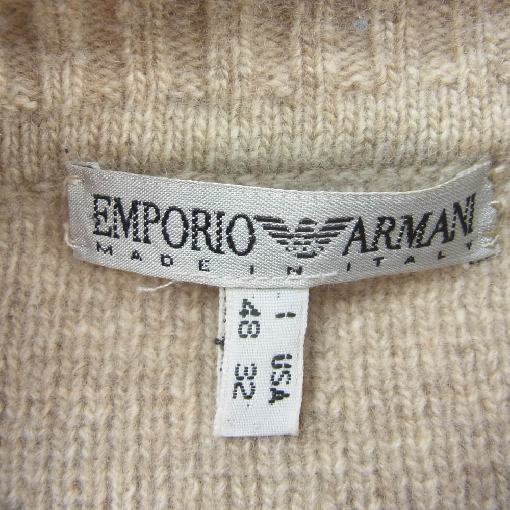 Emporio Armani エンポリオ・アルマーニ 38115120 ダブルブレスト ウール ニット ハイネック カーディガン ベージュ系 32【中古】