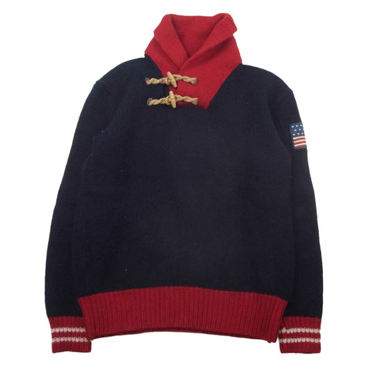 POLO RALPH LAUREN ポロ・ラルフローレン 星条旗 ワッペン メリノウール ニット ネイビー系 M【中古】