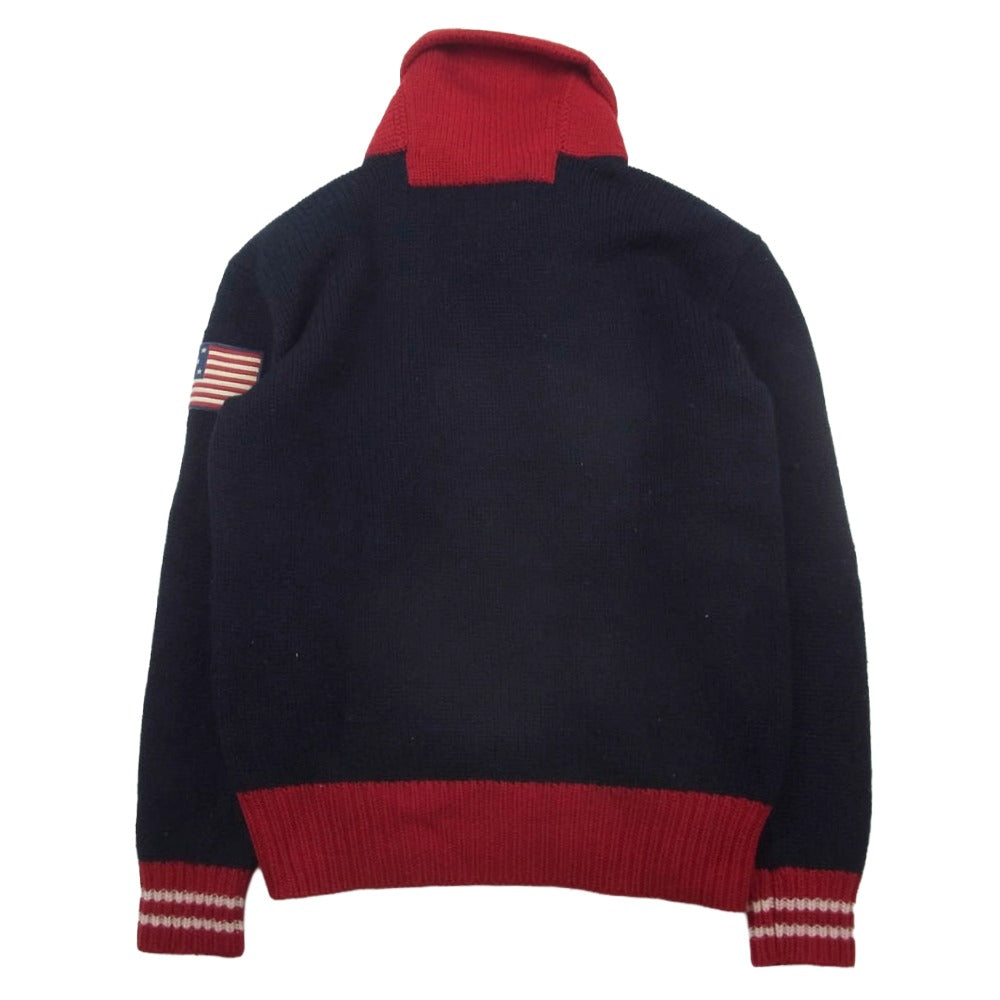 POLO RALPH LAUREN ポロ・ラルフローレン 星条旗 ワッペン メリノウール ニット ネイビー系 M【中古】